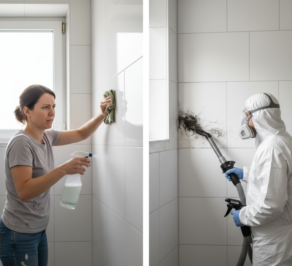 DIY vs professional mold removal comparison in a California home