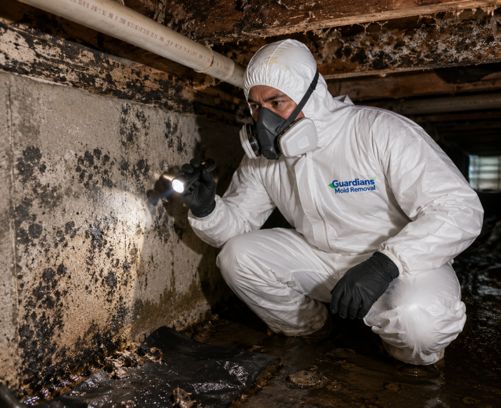 crawl space mold removal inspection in Rancho Palos Verdes CA by licensed technician